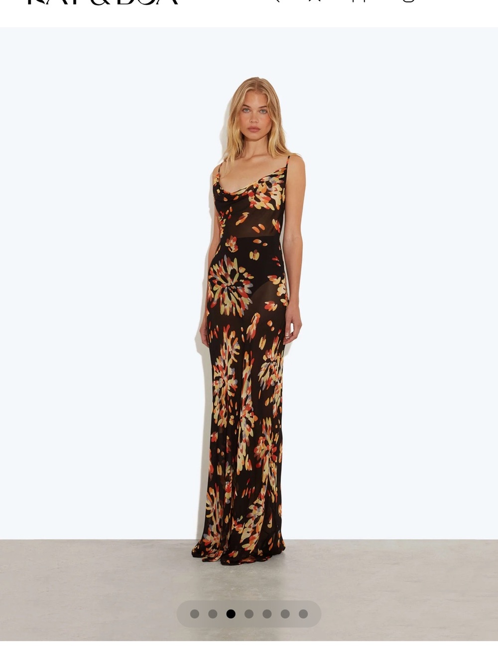 Rat & Boa Catarina Black Sheer Floral Slip Dress with Multicolor Floral Print - Picture 4 of 5